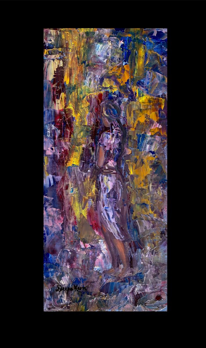 Impressionistic Portrait Oil Painting By Deepa Kern, 6 X 13, Precious Moment, Original Artwork
