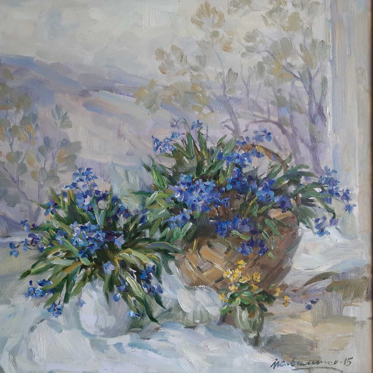 Impressionistic Still Life Oil Painting By Ivan Kovalenko, 24 X 24, Flowers, Original Artwork