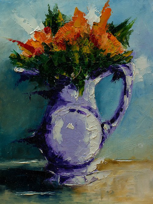 Modern still life painting. Small oil painting for gift by Marinko Šaric