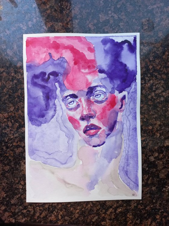 "Look up to the sky", Part I. Watercolor portrait