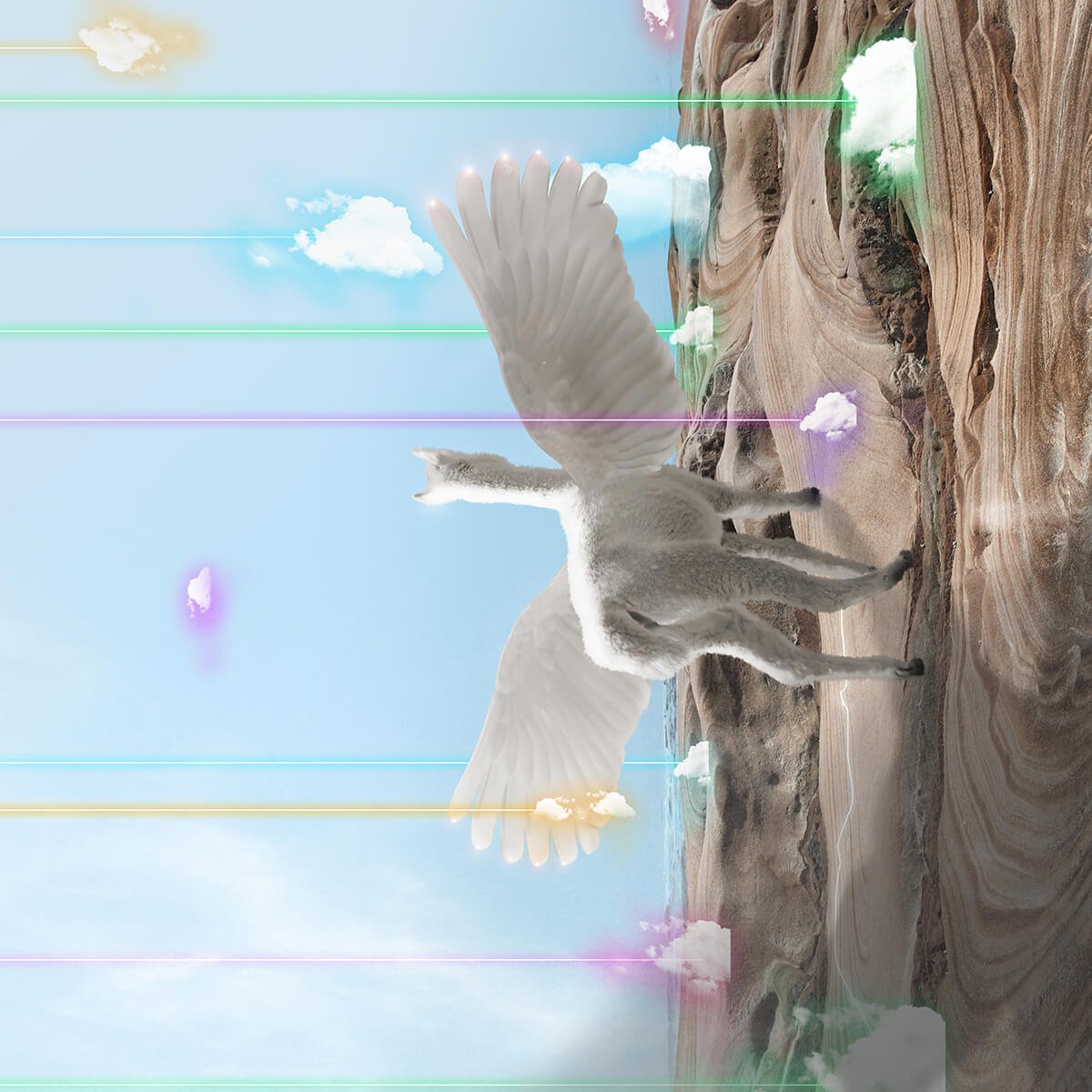 Surrealistic Still Life Print By Vanessa T Stefanova, 24 X 24", Alpaca Turn, Original Artwork