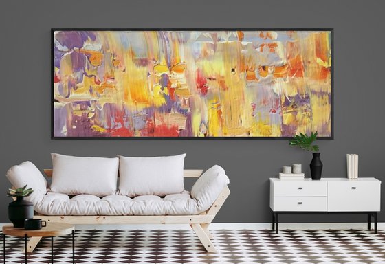 Super huge abstract painting - "Bright reflection" - Abstraction - Huge Abstraction - 350x130 cm