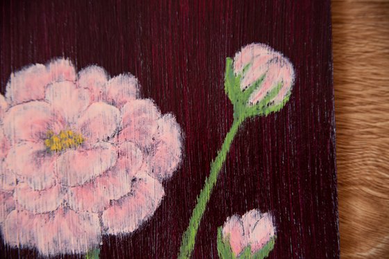 Ranunculus on burgundy