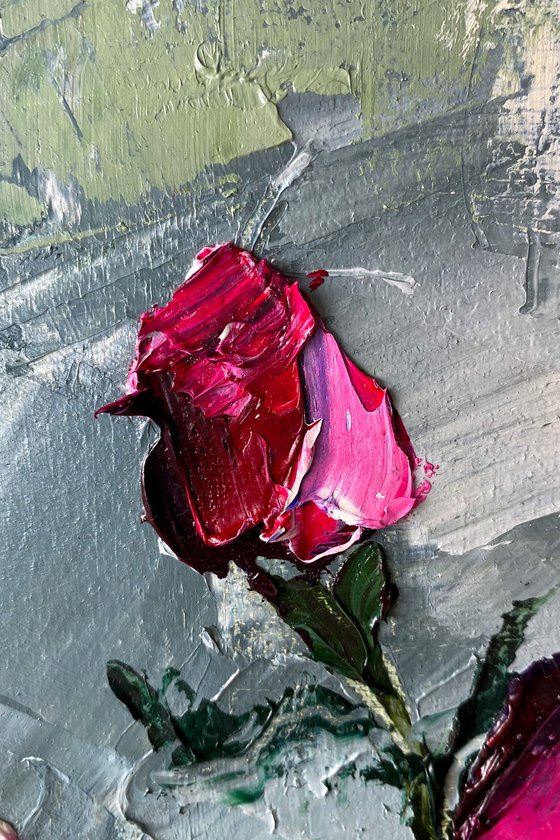 Red Rose Palette Knife Art
