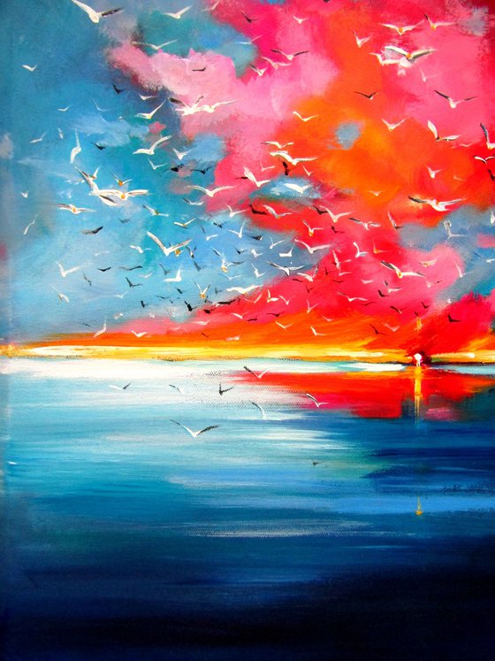 Sunset with birds