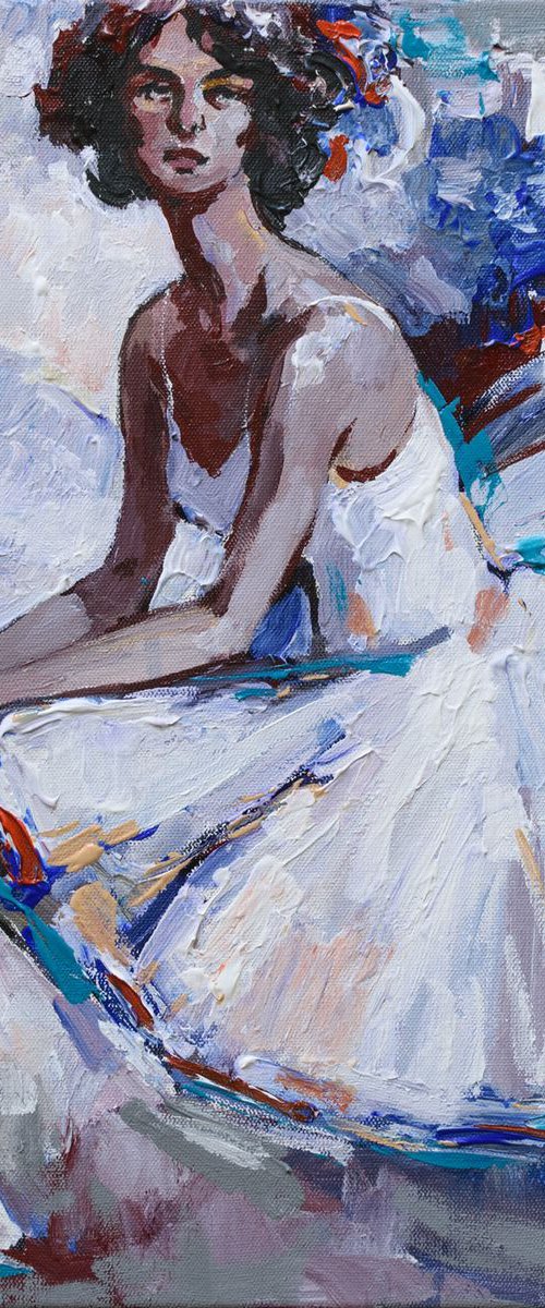 Ballerina painting 50 x 50 cm by Anastasiia Valiulina