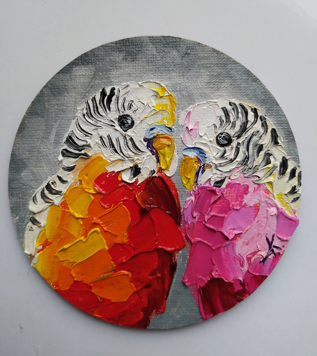Wavy parrot - parrots oil painting,parrots, birds love, love, birds, animals oil painting by Anastasia Kozorez