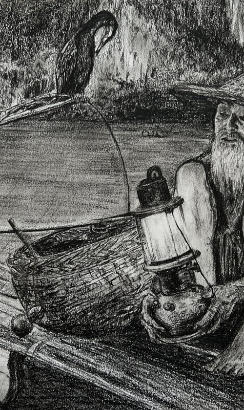 old man with his cormorant by Maxence Ma
