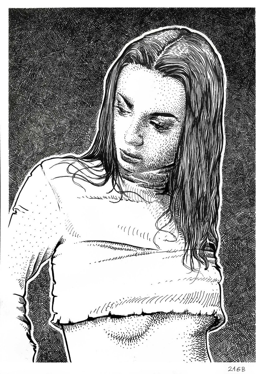 Portrait Ink Drawing By Dario Moschetta, 8 X 11, Portrait 216B.2020, Original Artwork