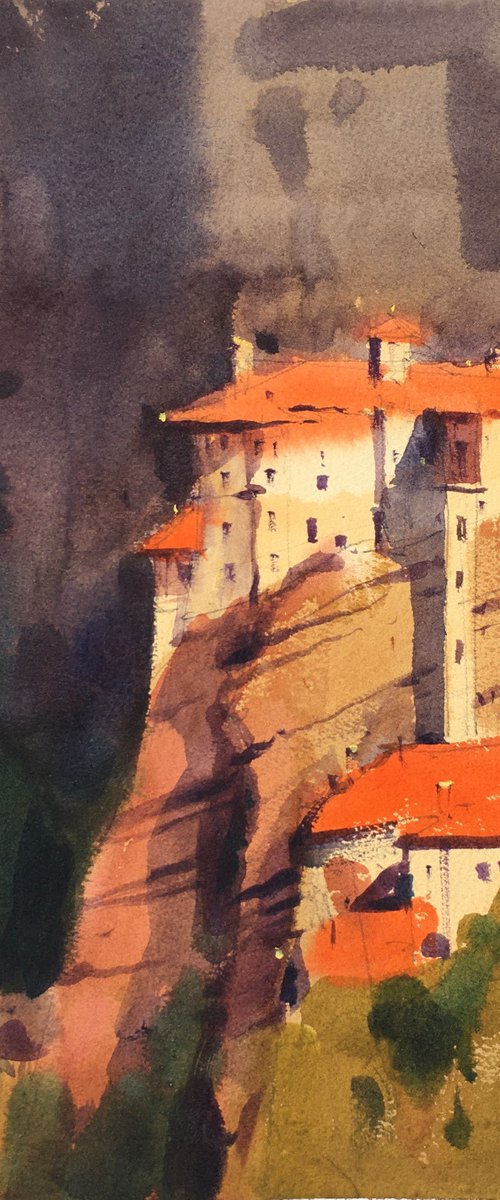 View of the Roussanou Monastery in Meteora by Andrii Kovalyk