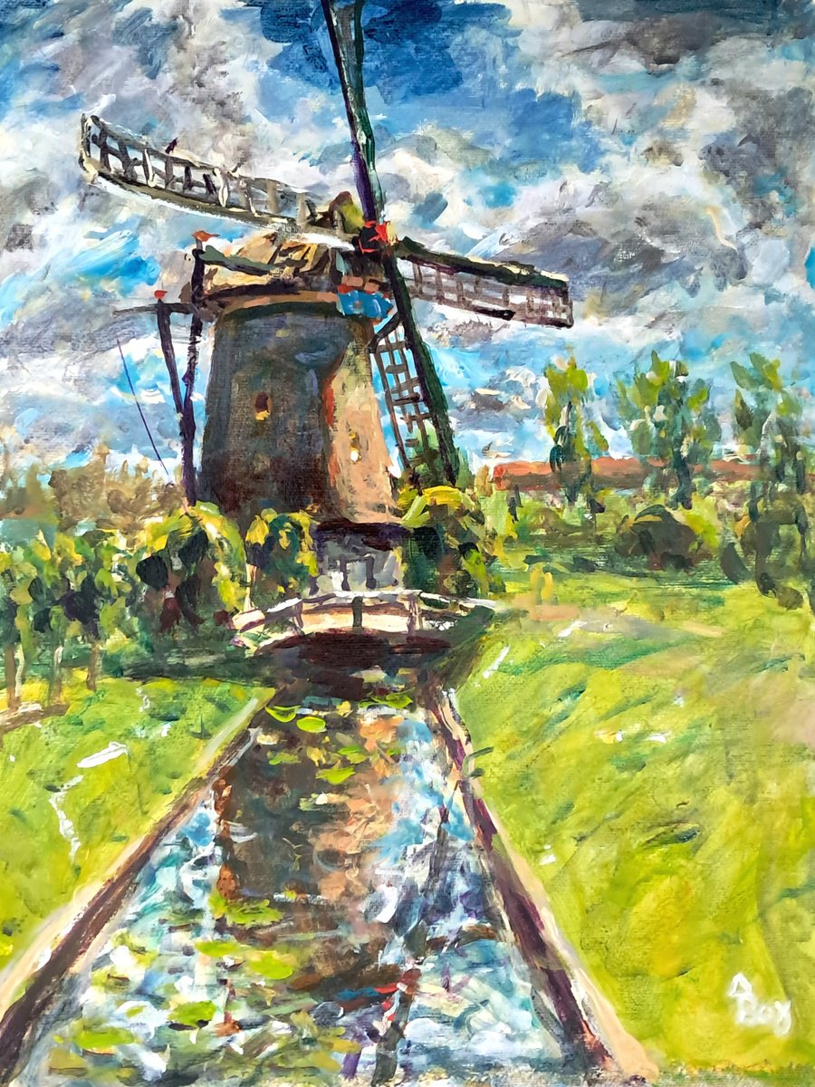  Dutch Windmill By Dimitris Voyiazoglou, 17 X 20, Artwork For Sale On Artfinder