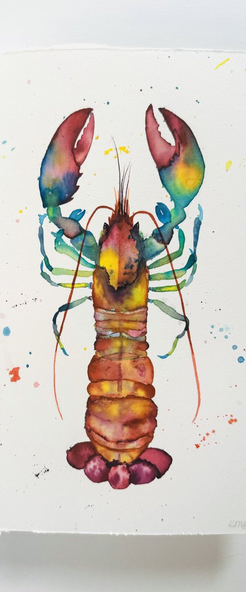 Original Watercolour Lobster by Kate Mac