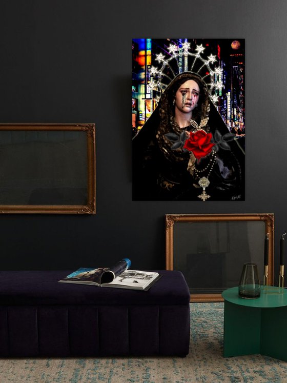 Gothic Madonna with Red Rose