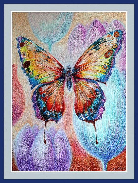 Vibrant Flight, Paper, Oil Pastel, 86x59 cm