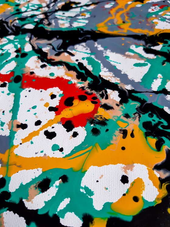 Animo N-4. (W)160x(H)110 cm. Style of JACKSON POLLOCK. Abstract Expressionism Painting