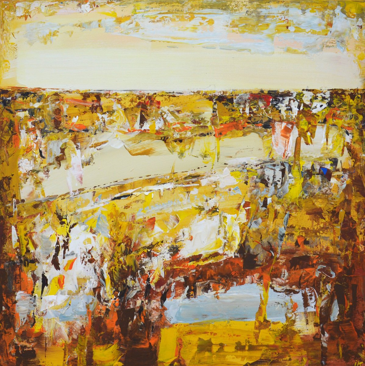 Abstract Acrylic Painting By Iryna Kastsova, 31 X 31, Secrets Of The Old City., Original Artwork