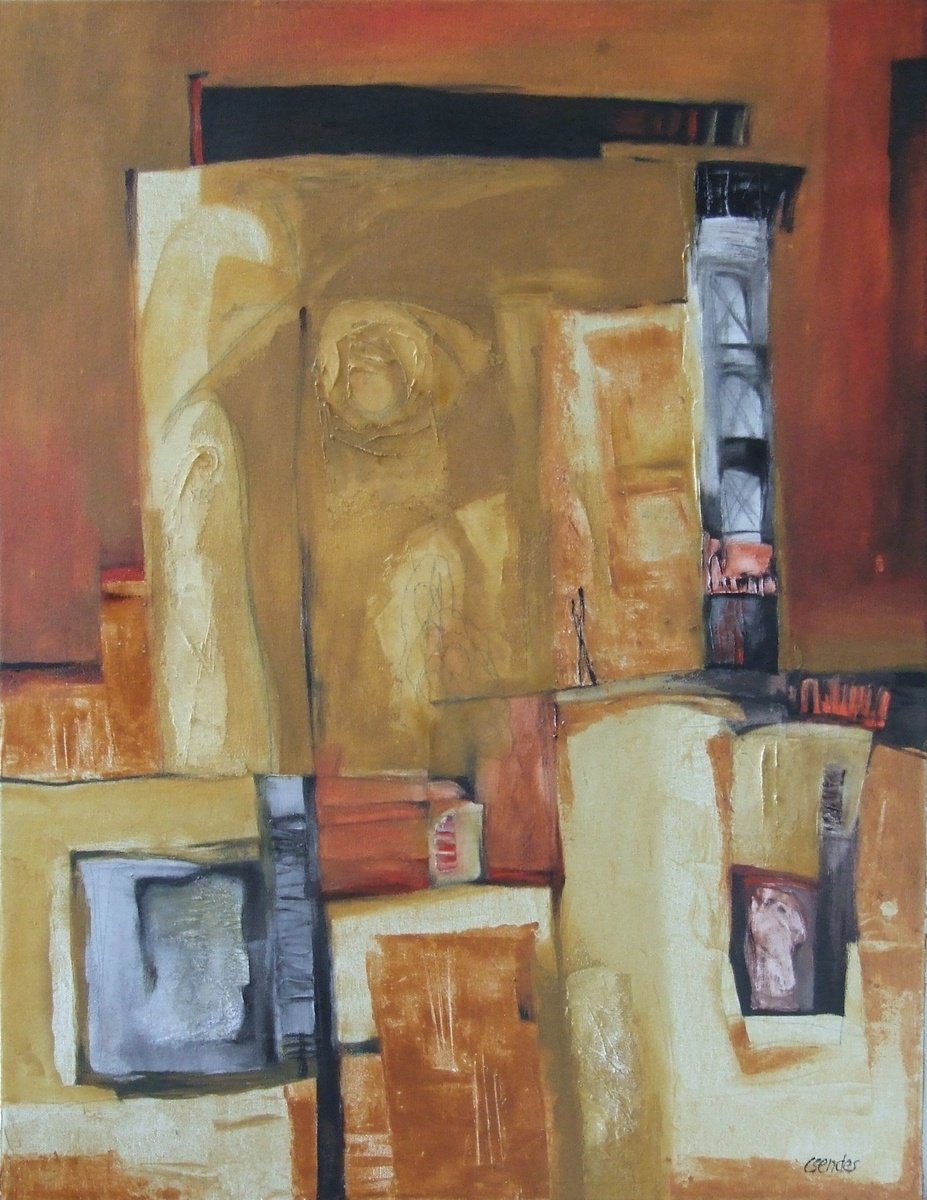 Abstract Oil Painting By Csaba Csendes, 23 X 30, Stairs Of St. Paul, Original Artwork