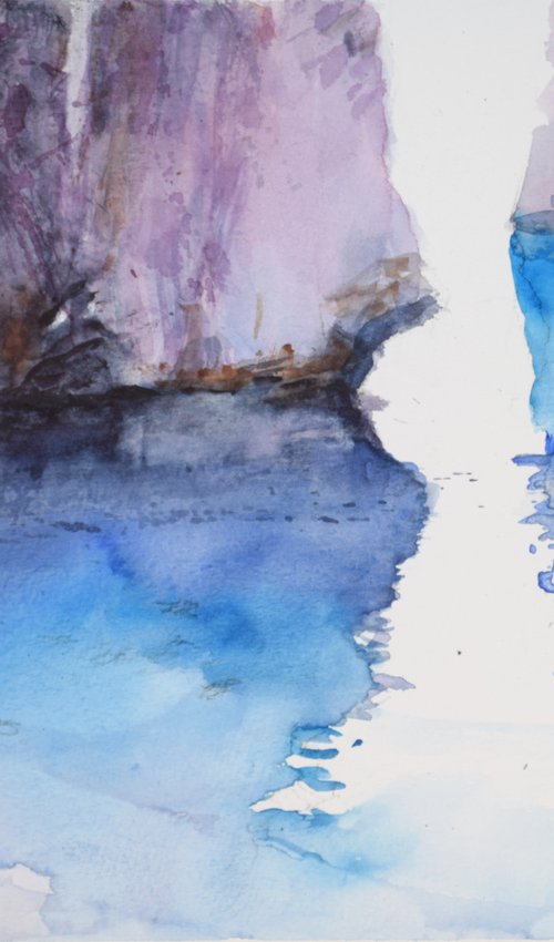 Rocks and turquise sea (Stiniva, VIs) 2 by Goran Žigolić Watercolors