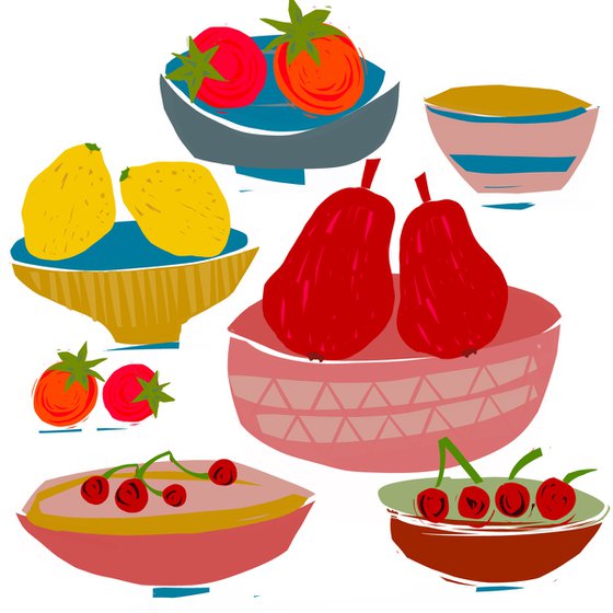 BOWLS OF FRESH FRUITS