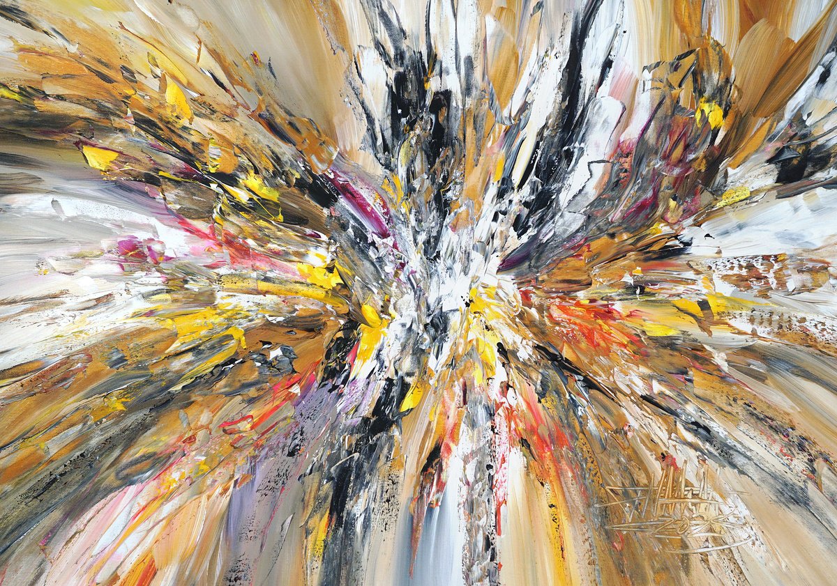 Abstract Acrylic Painting By Peter Nottrott, 39 X 28", Power Of Nature A 1, Original Artwork