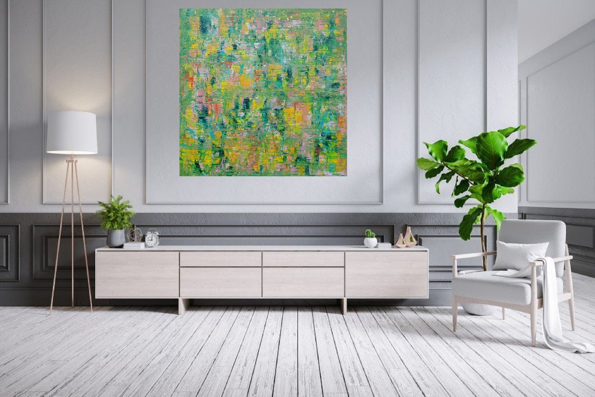Abstract Acrylic Painting By Ivana Olbricht, 39 X 39, Welcome To The Jungle, Original Artwork