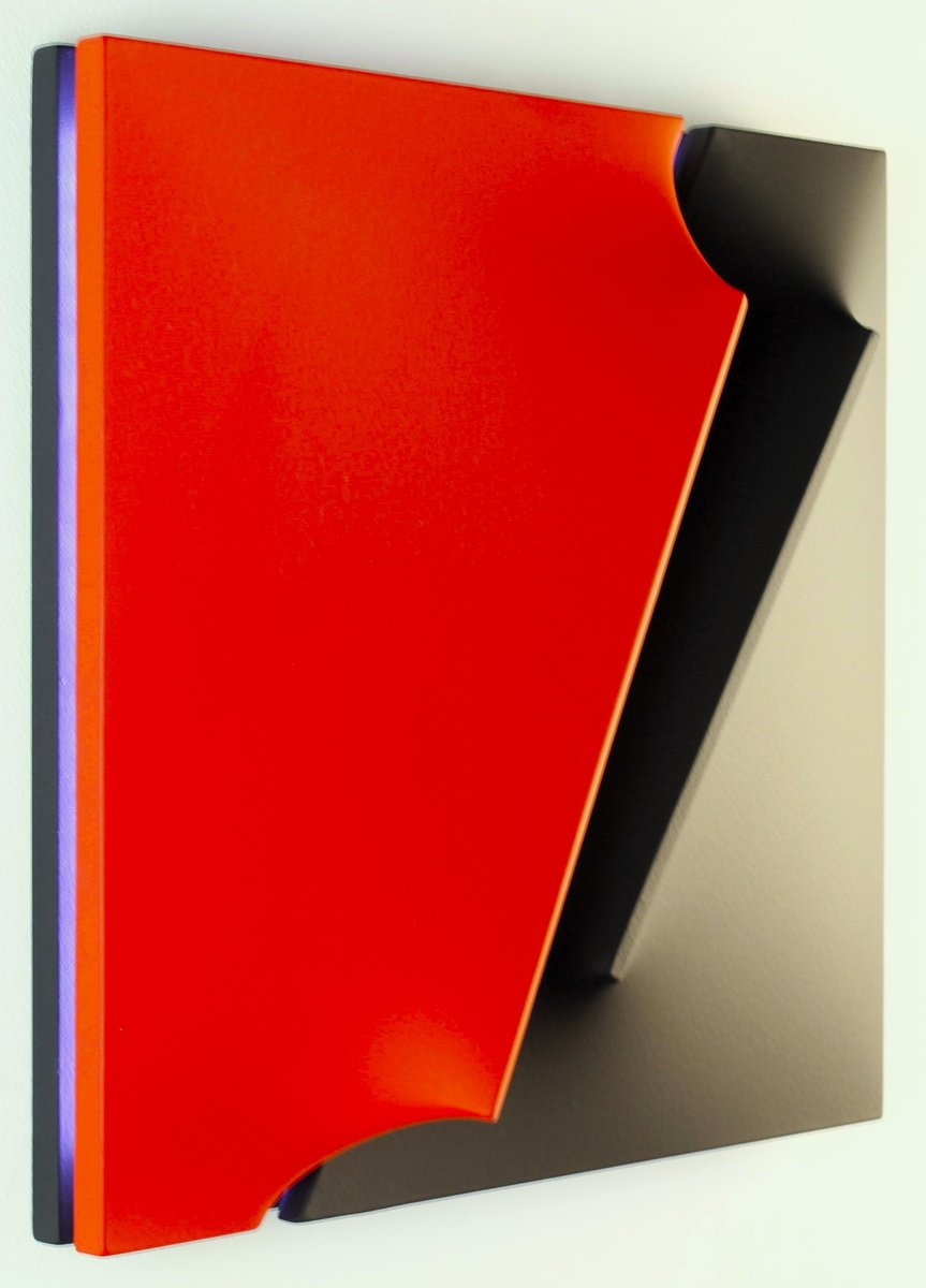 Abstract Sculpture By Alessandro Butera, 20 X 20, Italian Style Red And Black, Original Artwork