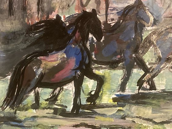 Running horses