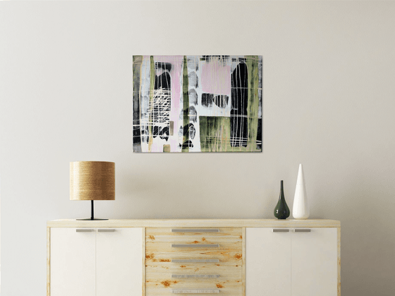 GREEN AND BLACK - Modern Abstract Home Decor Urban art Gift idea