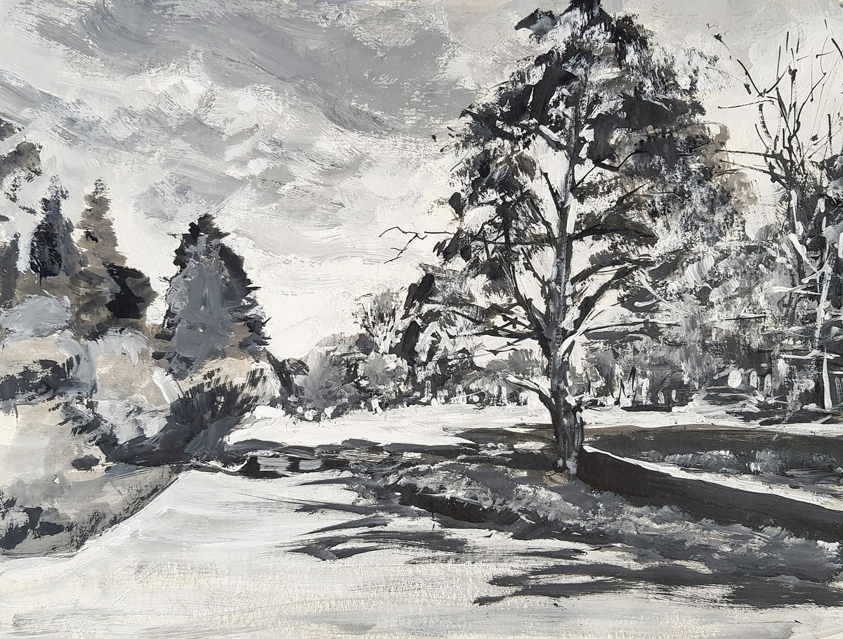 Impressionistic Cityscapes Acrylic Painting By Leonid Kirnus, 13 X 10", The Park, Original Artwork