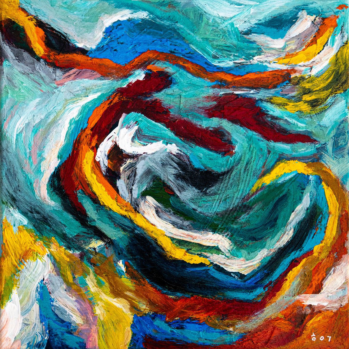 Abstract Acrylic Painting By Hyunah Kim, 12 X 12, Tinc I, Original Artwork