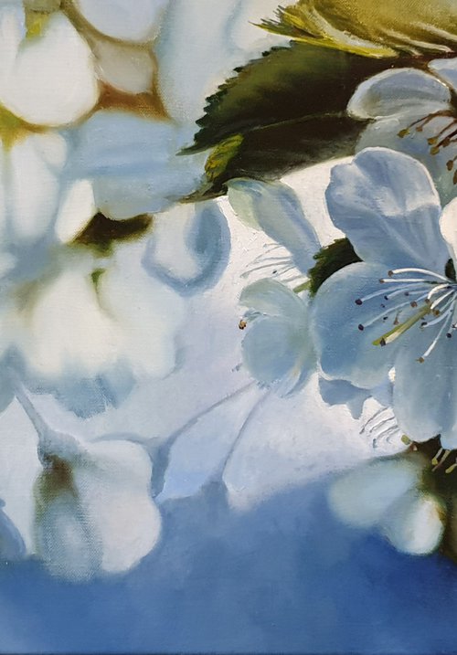 "Spring tenderness"  spring apple tree flower  liGHt original painting  GIFT (2020) by Anna Bessonova (Kotelnik)