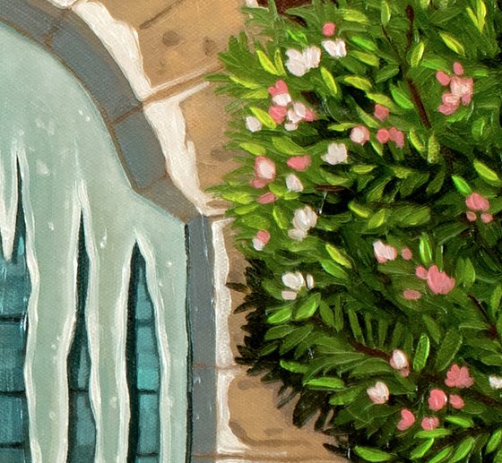 Winter gate in summer garden