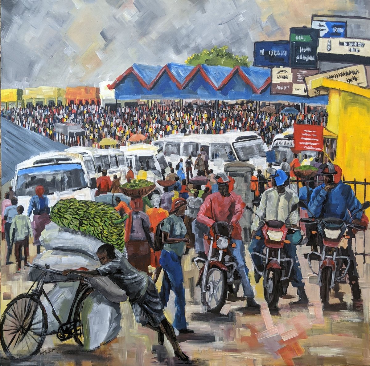 Impressionistic Portrait Acrylic Painting By Bugingo Noah, 39 X 39, Tuesday And Friday, Original Artwork