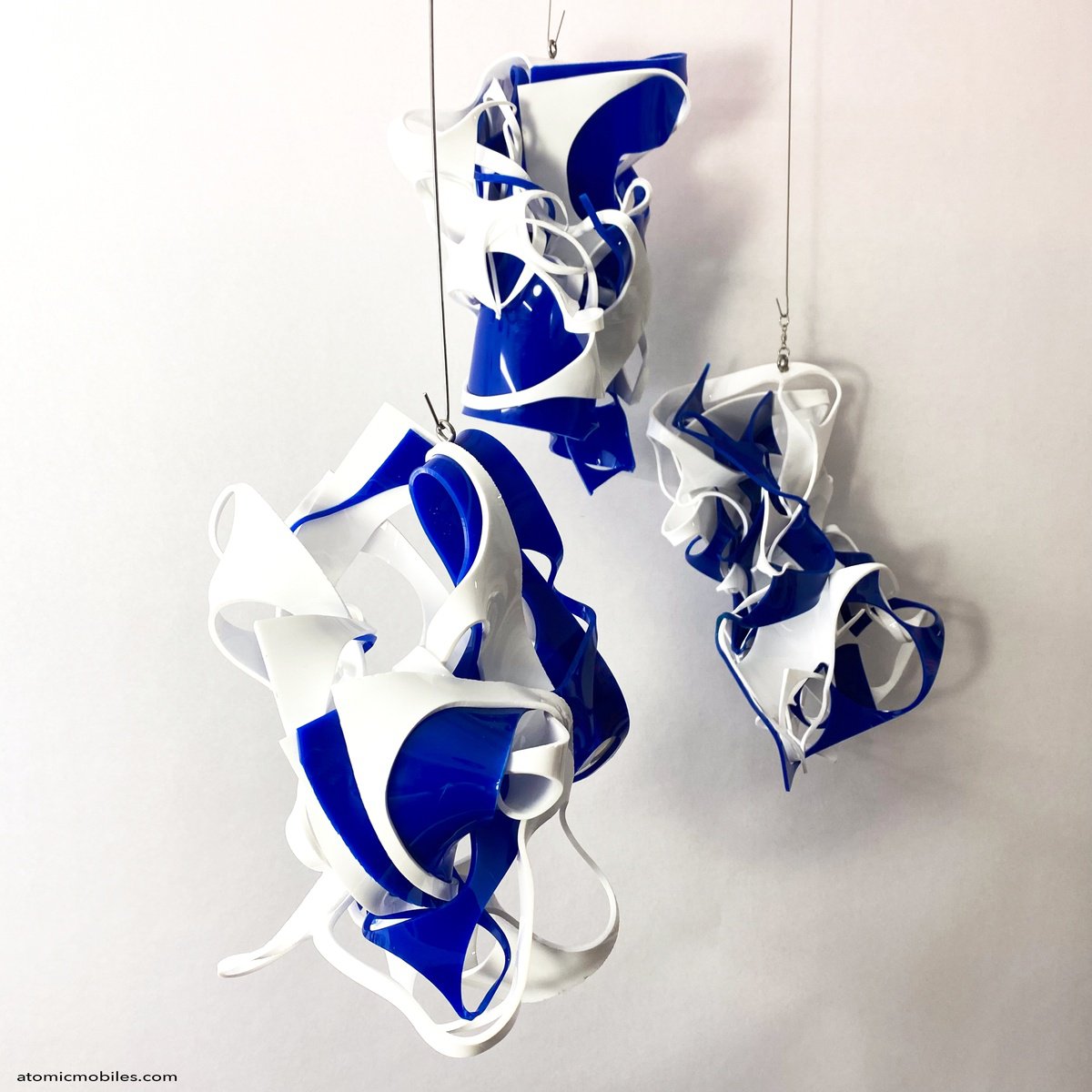 Abstract Sculpture By Debra Ann, 20 X 30, Azure Flux Kinetic Art Mobiles, Original Artwork