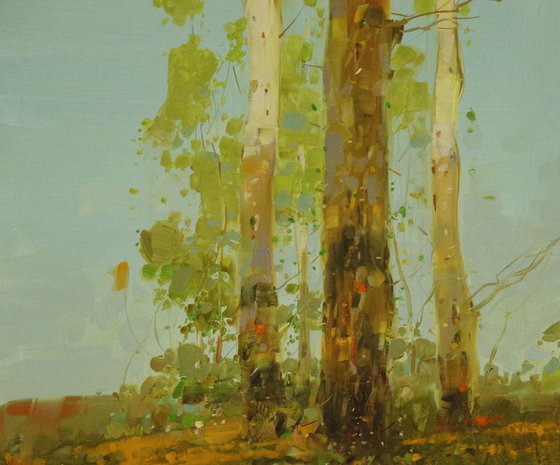 Birches, Landscape Original oil painting  Handmade artwork One of a kind Signed