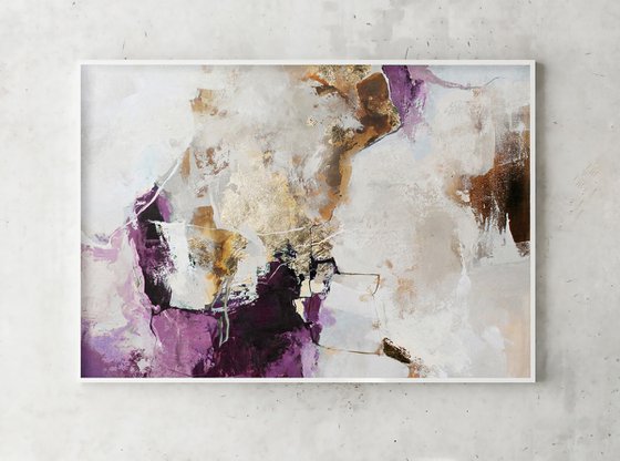 "Pink Avalanche 3" Purple gold abstract art