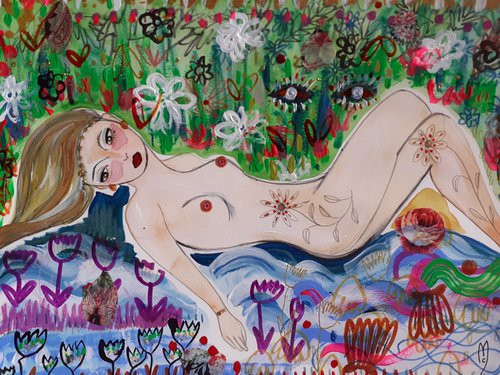 Woman in the garden by Céline Marcoz