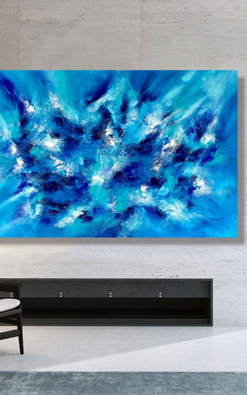 Avalon - XL LARGE,  ABSTRACT ART – EXPRESSIONS OF ENERGY AND LIGHT. READY TO HANG! by Julijana Ravbar