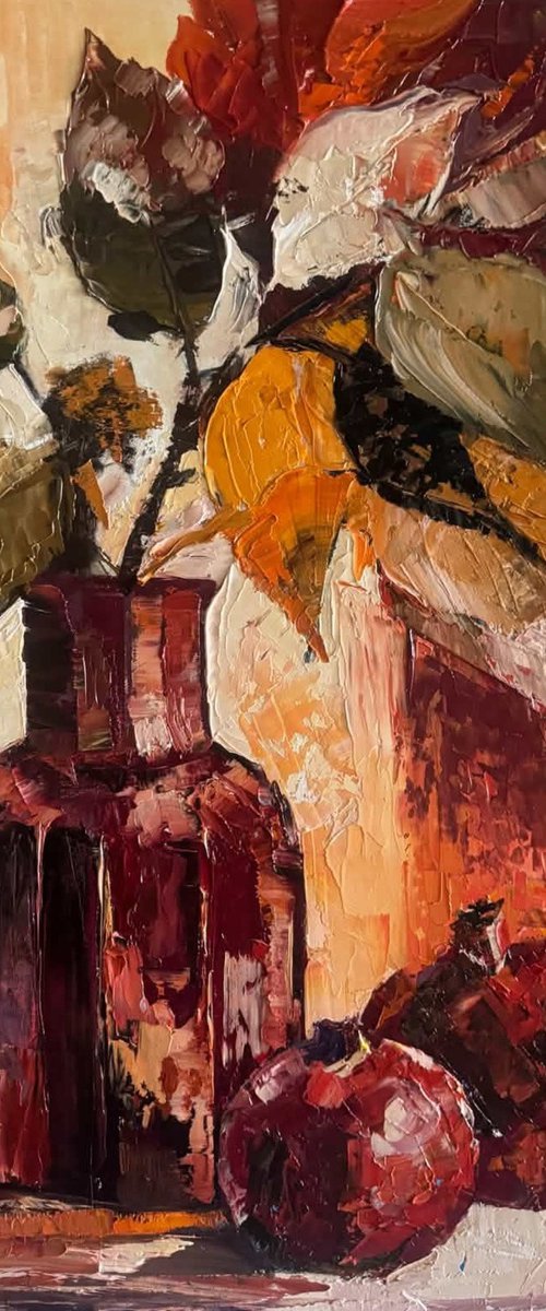 Burgundy with Pomegranates by Valeriia Radziievska