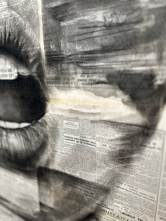 Large Concept Portrait on Vintage Newspapers