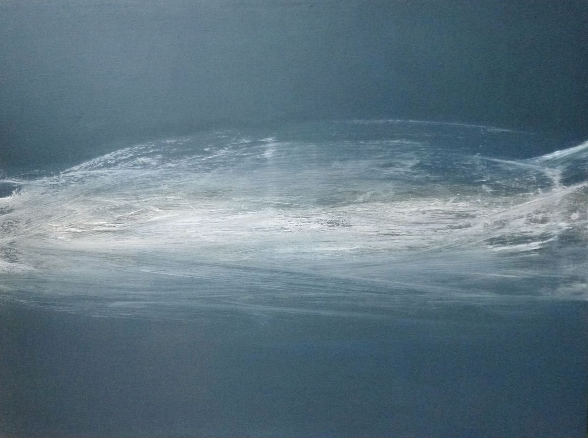 Abstract Acrylic Painting By Monica Sarandrea, 30 X 22", Waves Of Thought, Original Artwork