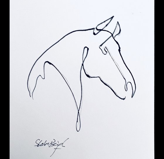 Minimalist Horse Head in Ink