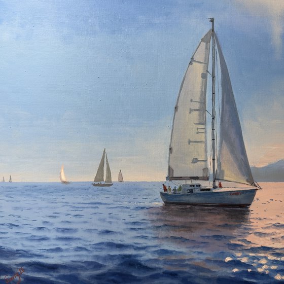 Seascape with Sailboats 55