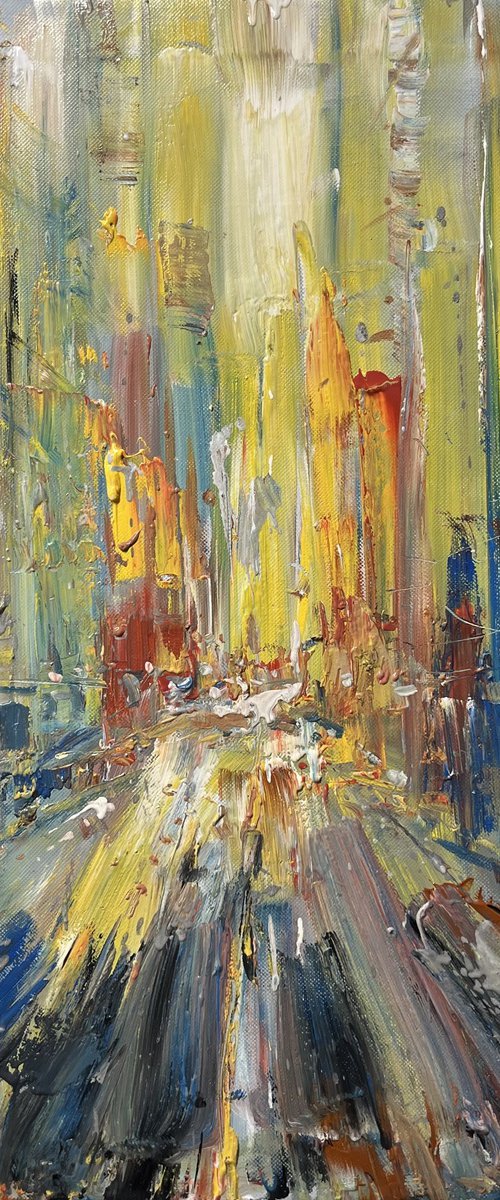 BIG CITY LIGHTS, abstract impressionist painting 75x78cm by Altin Furxhi
