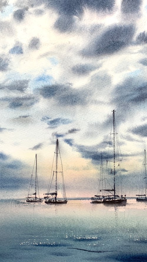 Yachts at anchor #5 by Eugenia Gorbacheva