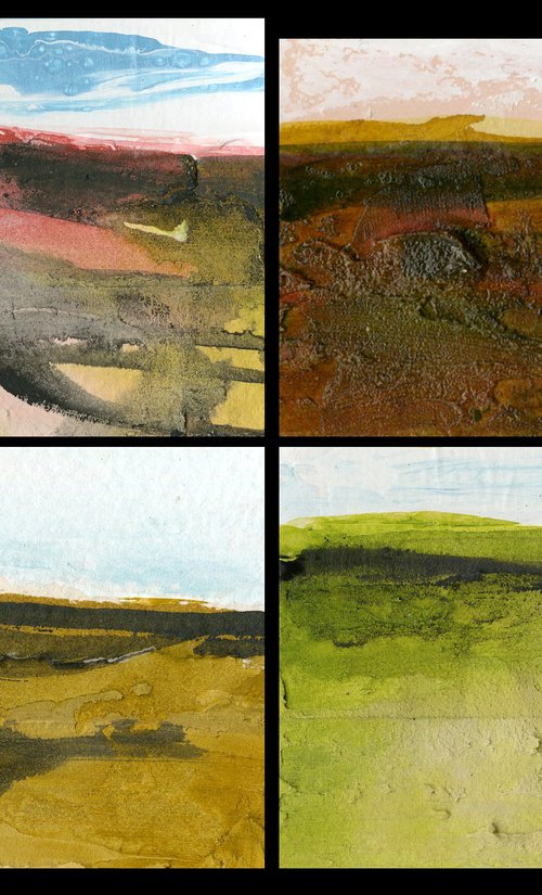 Dream Land Collection 8 - 4 Small Textural Landscape Paintings by Kathy Morton Stanion by Kathy Morton Stanion