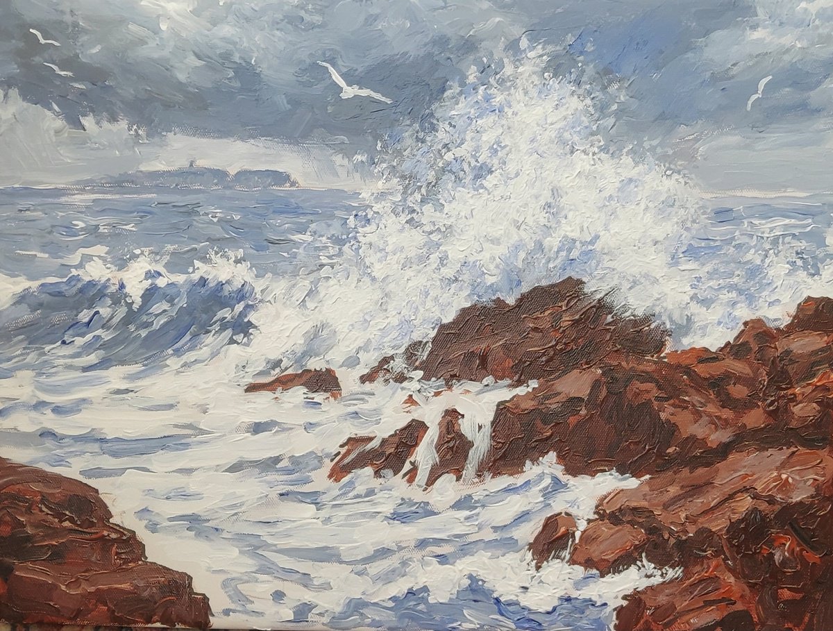 Acrylic Painting , Seascape #110 By Colin Ross Jack, 16 X 12, Artwork For Sale On Artfinder