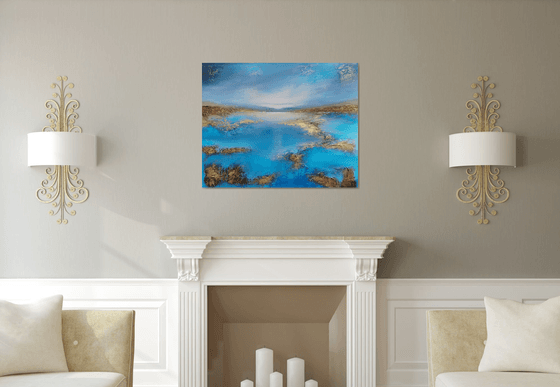 A XL large beautiful modern semi-abstract  seascape painting "Peace"