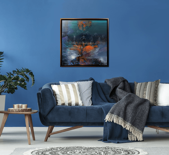 Large framed abstract storm study mindscape by master Ovidiu Kloska