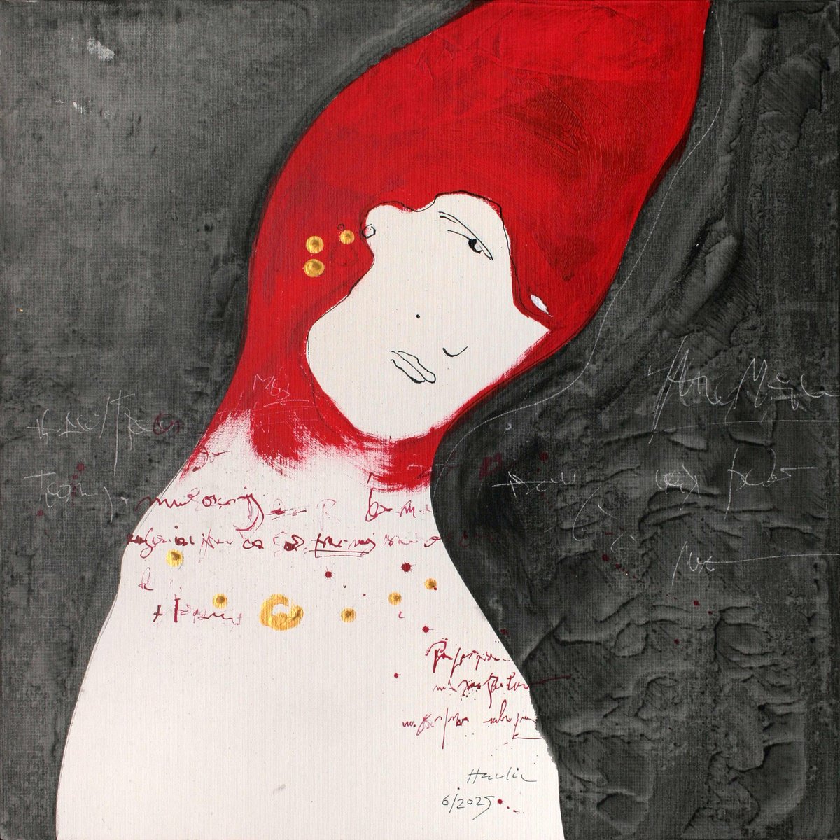 Portrait Acrylic Painting By Jiri Havlik, 19 X 19, Maria, Original Artwork